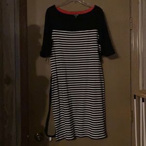 Lauren-Ralph Lauren XL boat neck black&white dress